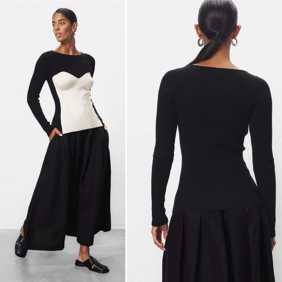 NWOT Mara Hoffman Scarlet Sweater Size Small Black Ivory - Picture 2 of 16